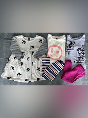 Tea Collection Outfit Bundle Lot 9-12-18 Months Baby girl Top Dress Leggings